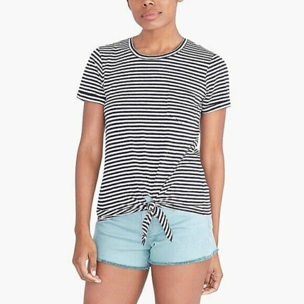 J by Jcrew Navy Blue Striped Tie Front Pockets